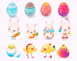 Easter Eggs & Rabbits Pack PSD