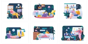 6 Freelance & Remote Job Illustration Figma