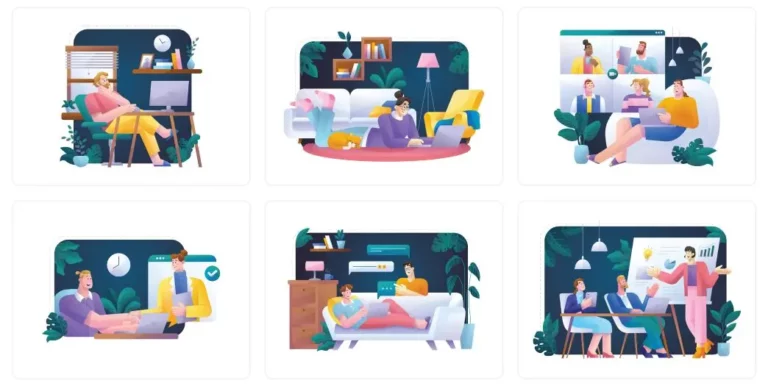 6 Freelance & Remote Job Illustration Figma
