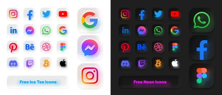 Ice & Neon Style App Icons Figma