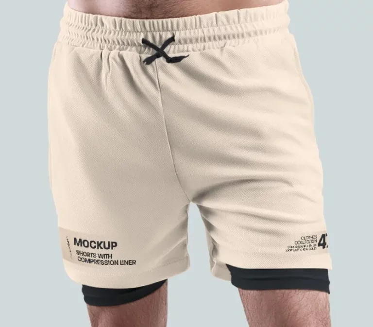 Men's Shorts with Compression Liner Mockup PSD