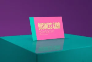Business Card Standing On The Desk Mockup PSD