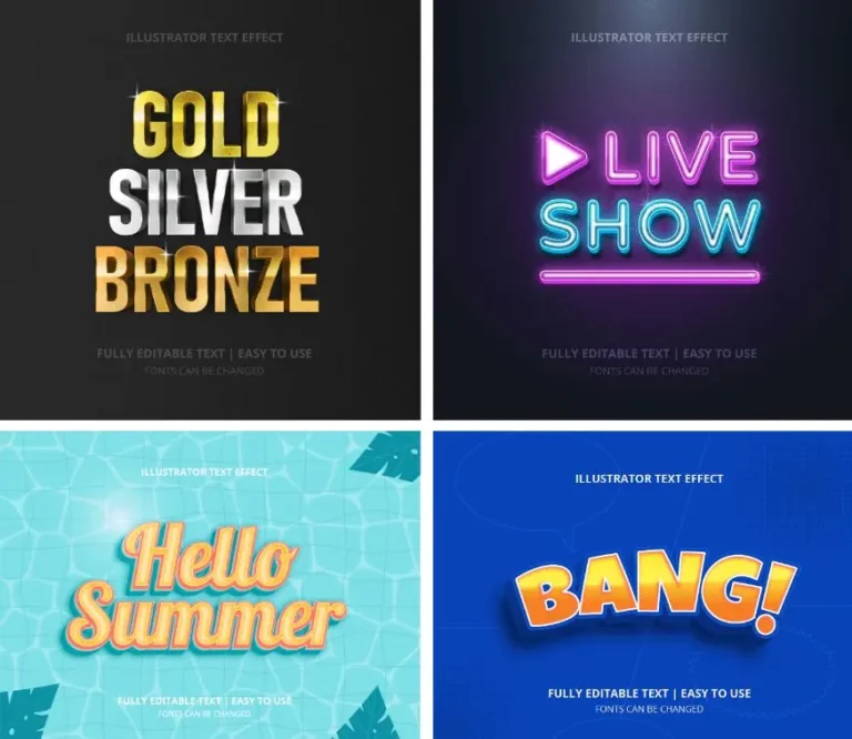 12 Elegant Text Effect Illustrations Vector