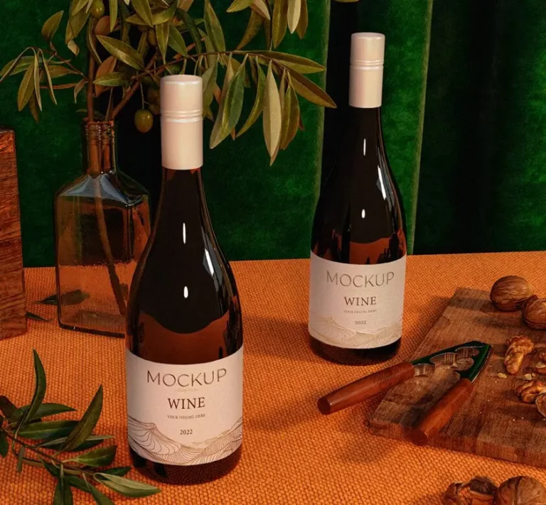 White Wine Lable PSD Mockup