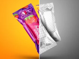 Realistic Popsicle Packaging PSD Mockup