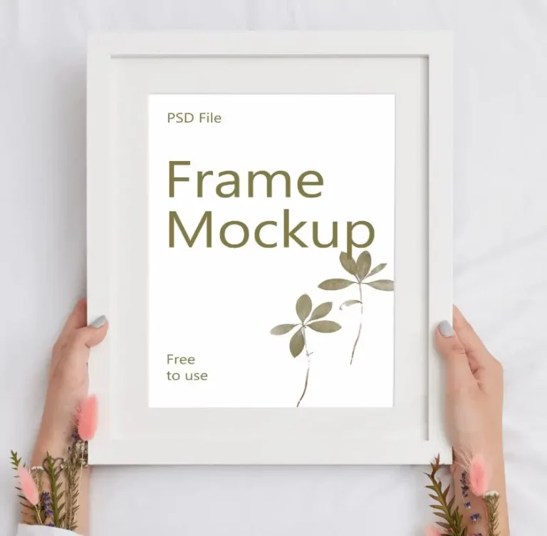 Elegant Photo Frame In Hands PSD Mockup