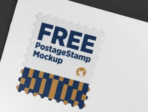 Realistic Postage Stamp Mockup PSD