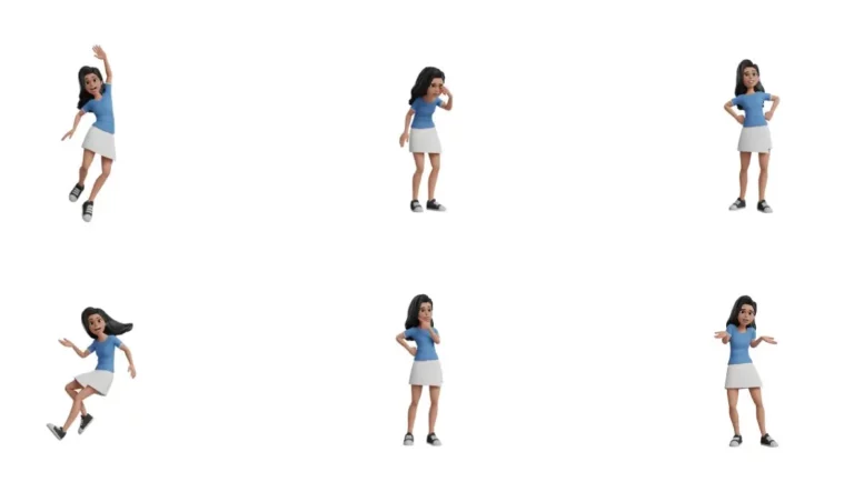 White Teen Girl 3D Characters