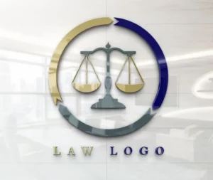 Law Logo On Glossy Wall PSD Mockup
