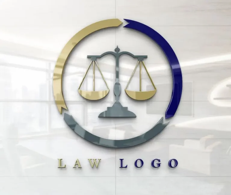 Law Logo On Glossy Wall PSD Mockup