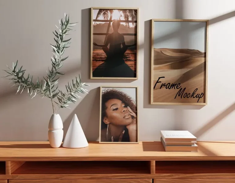 24 Realistic Wall Photo Frame Mockups PSD