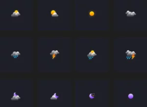 Glassmorphism Style Weather Icons