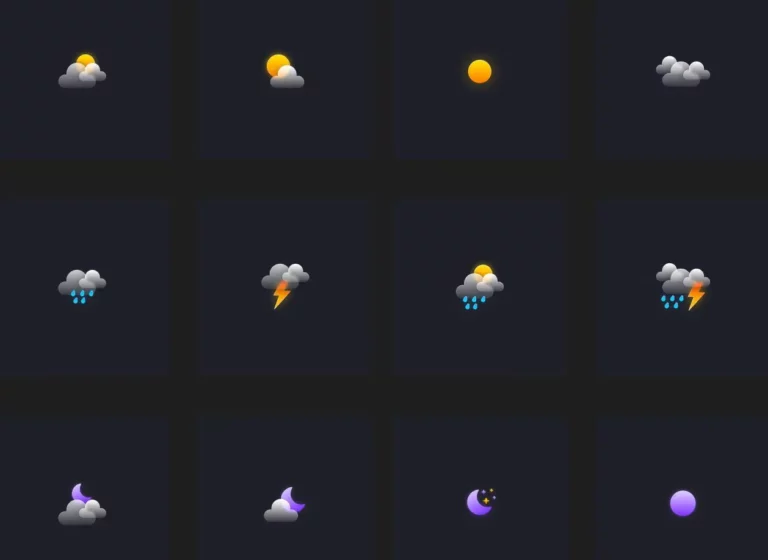 Glassmorphism Style Weather Icons