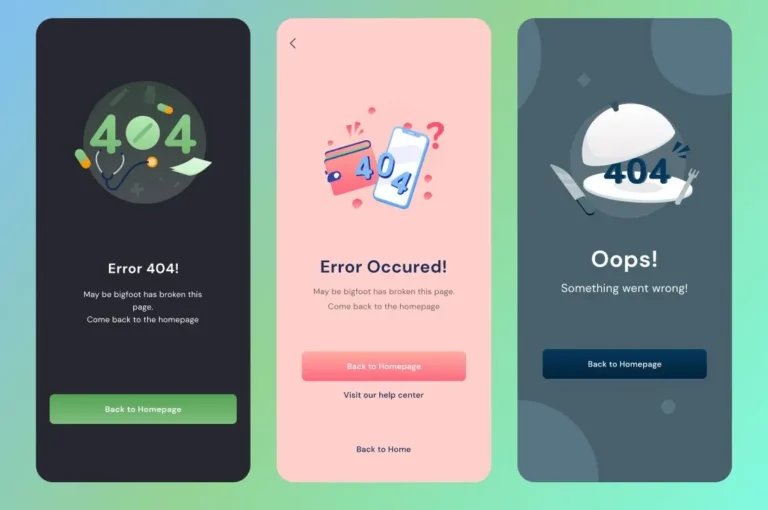 404 Error Screens Mockup