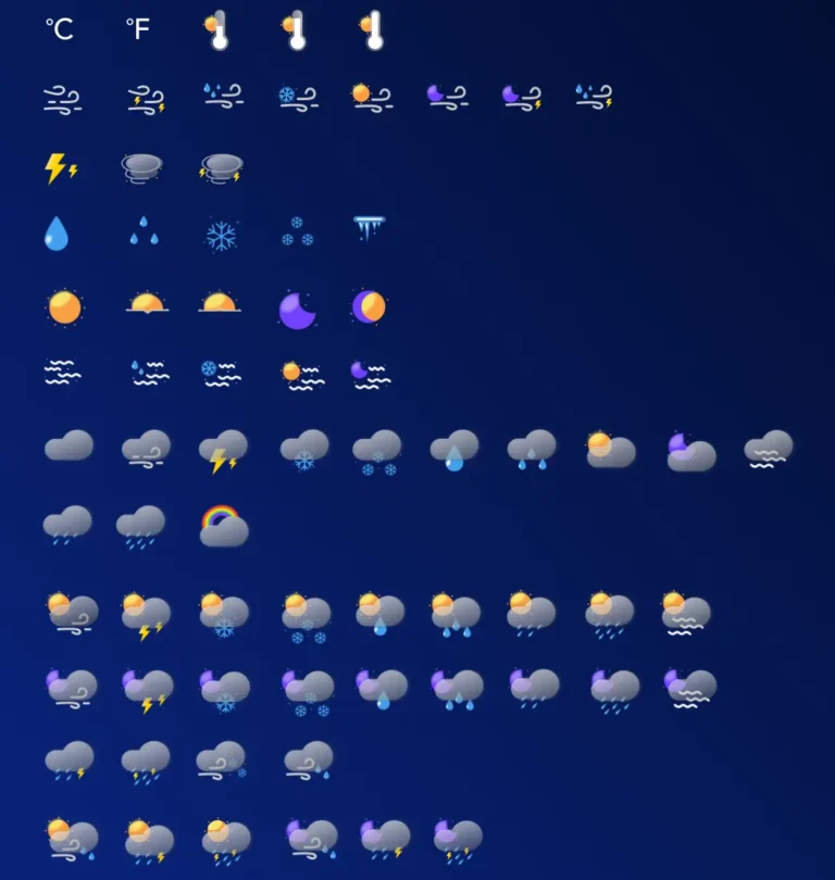140+ Free Frosted Glass Style Weather Icons For Glassmorphism UI Design