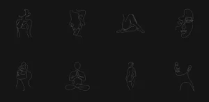 One Line Women And Yoga Illustrations