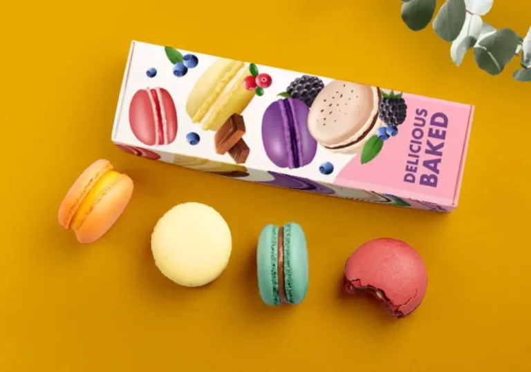 Macaron Packaging Boxes PSD Mockup