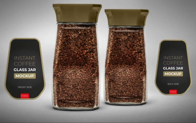 Instant Coffee Glass Jar PSD Mockup