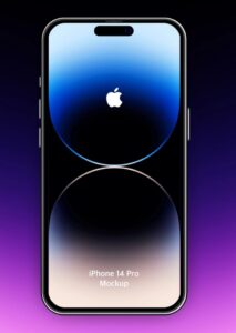 Minimal Standing iPhone 14 Pro PSD Mockup