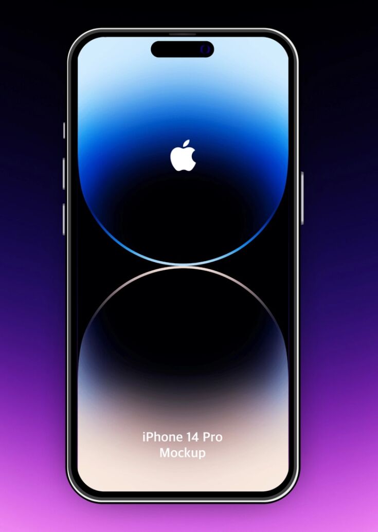 Minimal Standing iPhone 14 Pro PSD Mockup