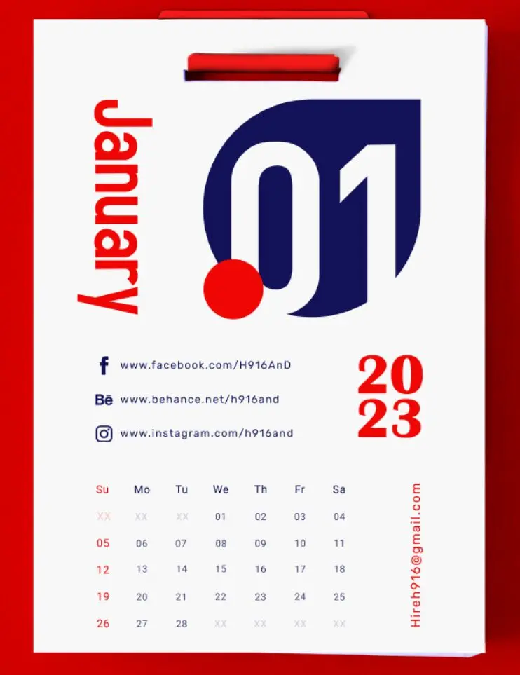 Minimal Calendar 2023 Mockup PSD