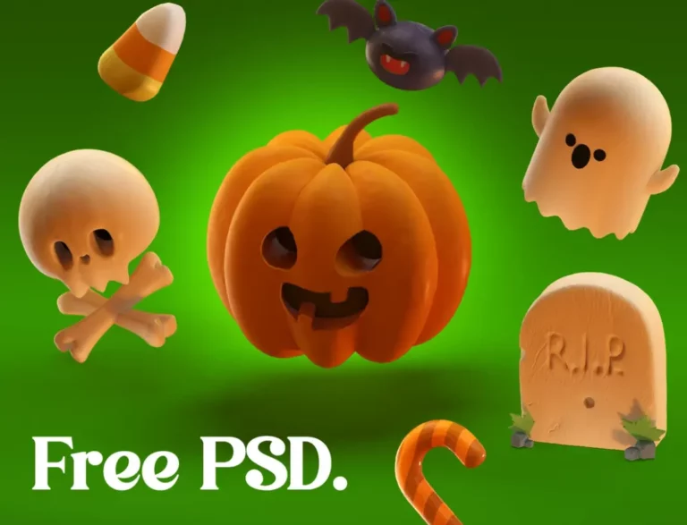 7 Halloween 3D Assets PSD