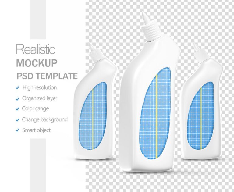 Realistic Cleaning Bottle PSD Mockups