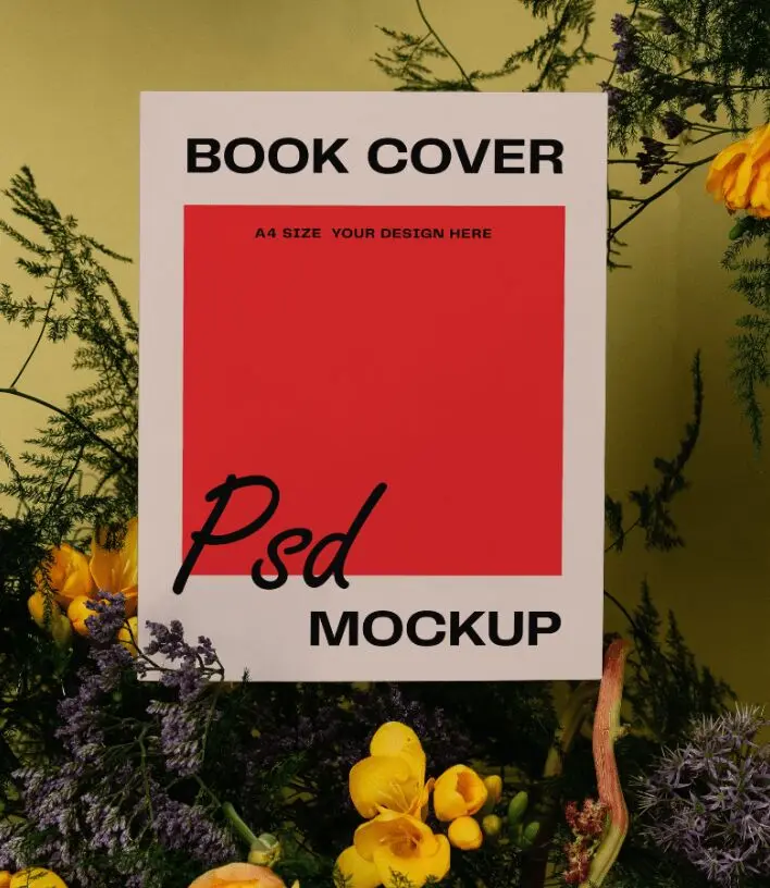 A4 Size Book Cover PSD Mockup