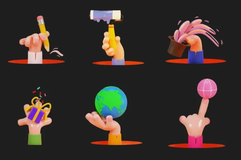 6 3D Hand Illustrations Figma