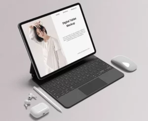 iPad Pro With Keyboard PSD Mockup