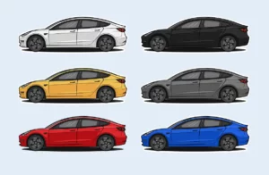 6 Tesla Model 3 Stickers