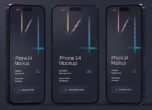 6 Dark iPhone 14 Pro Mockups PSD