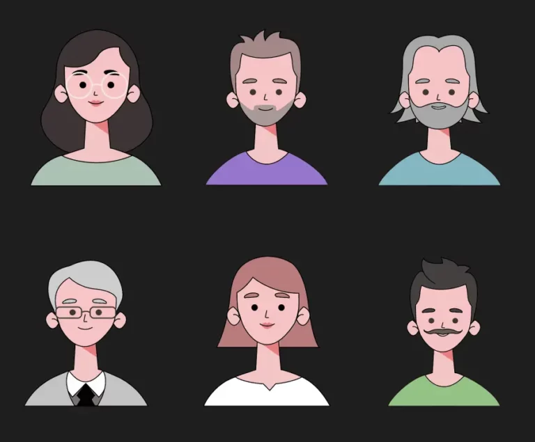 6 Character Avatar Illustrations Figma
