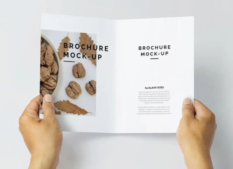 A4 Paper Bi-Fold Brochure PSD Mockup