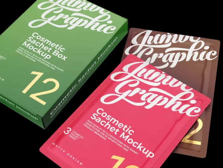 3 Cosmetic Box & Sachet PSD Mockups