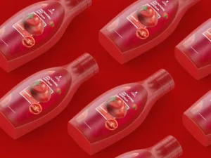 Isometric Sauce Bottles PSD Mockup