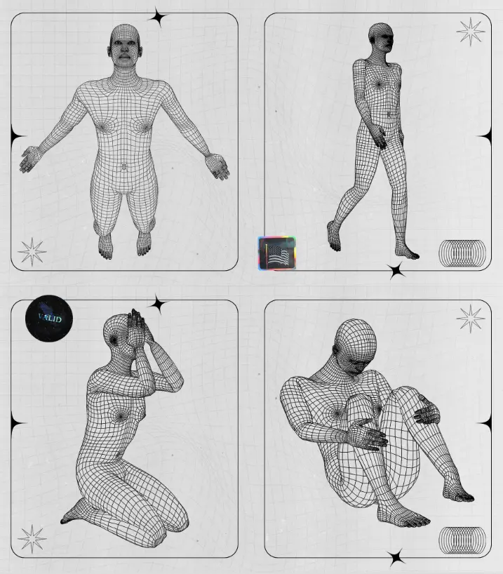 8 Free Wireframe Human Poses