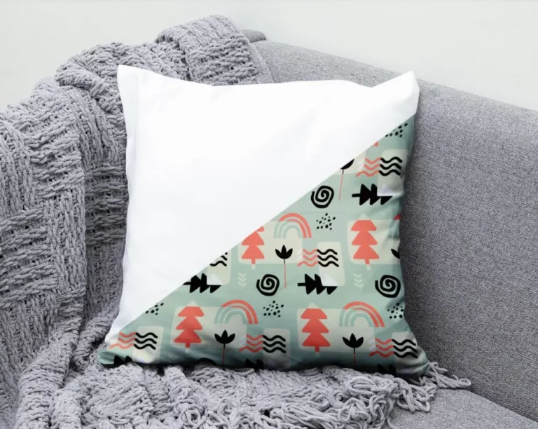 Realistic Pillow On Sofa PSD Mockup