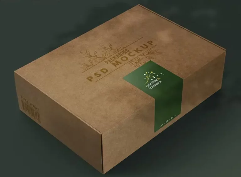 8K Kraft Box Packaging PSD Mockup