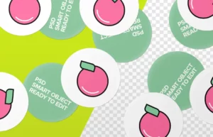 Minimal Circle Sticker PSD Mockup