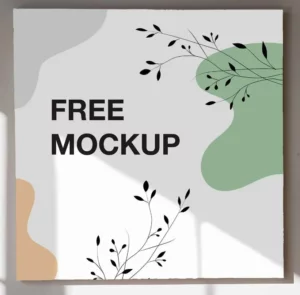 Square Canvas On The Wall Mockup