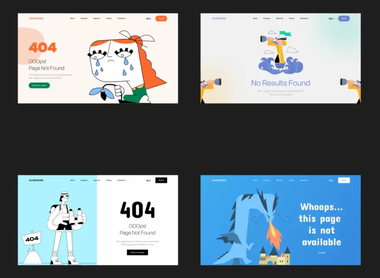 8 Desktop 404 Page Illustrations Figma