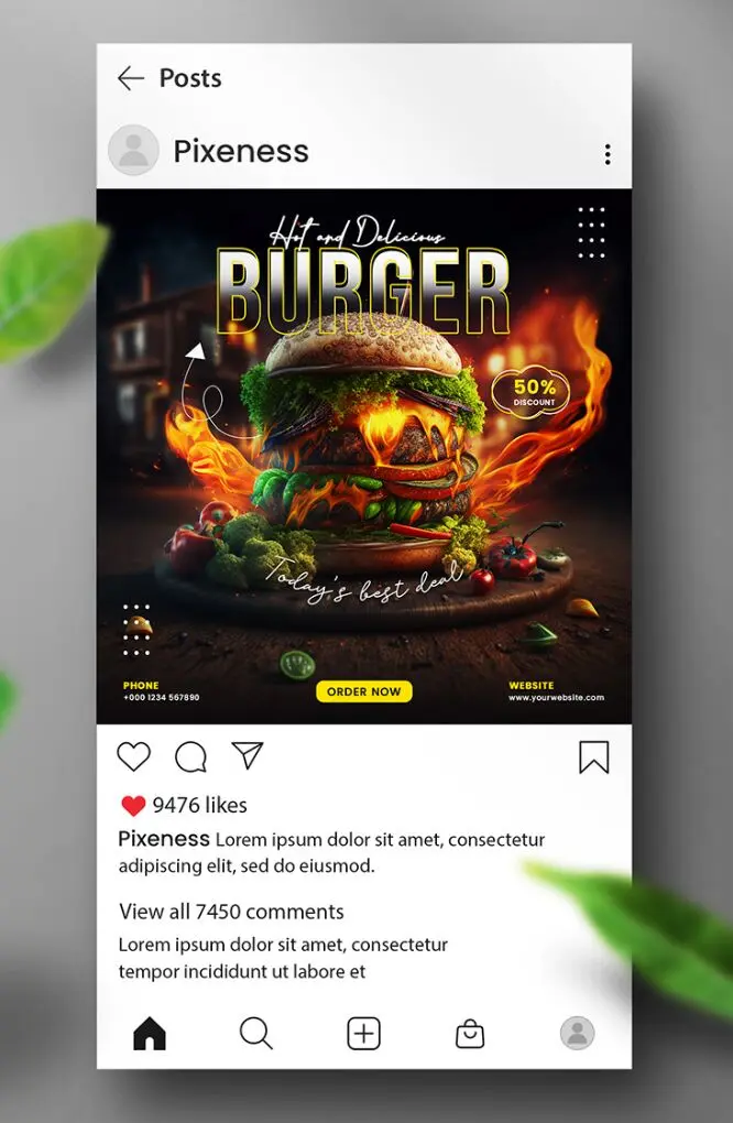 Food Menu Banner Template For Social Media PSD
