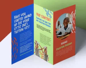 Tri-Fold Brochure Vector Template For Kids