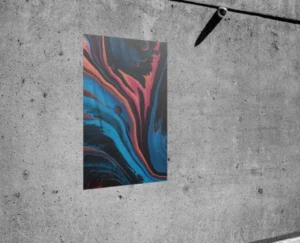 Poster On Grey Wall PSD Mockup
