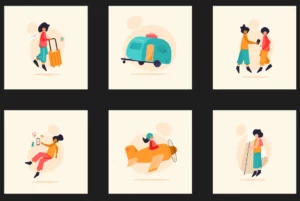 6 Editable Travel Illustrations Figma