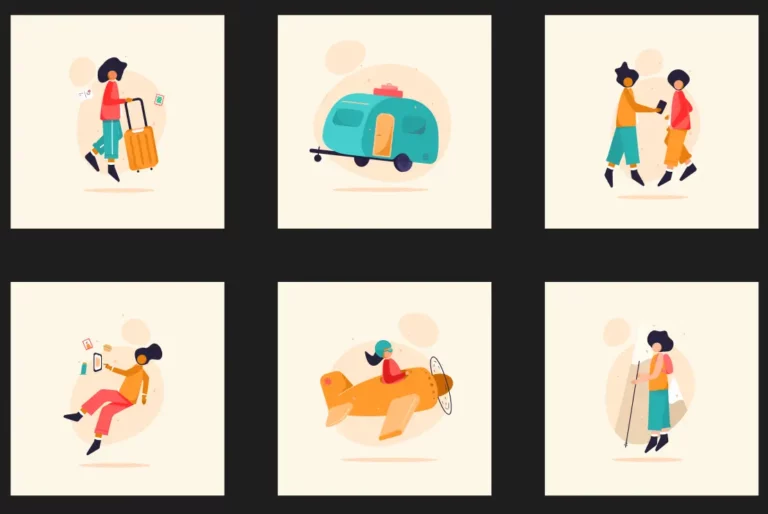 6 Editable Travel Illustrations Figma