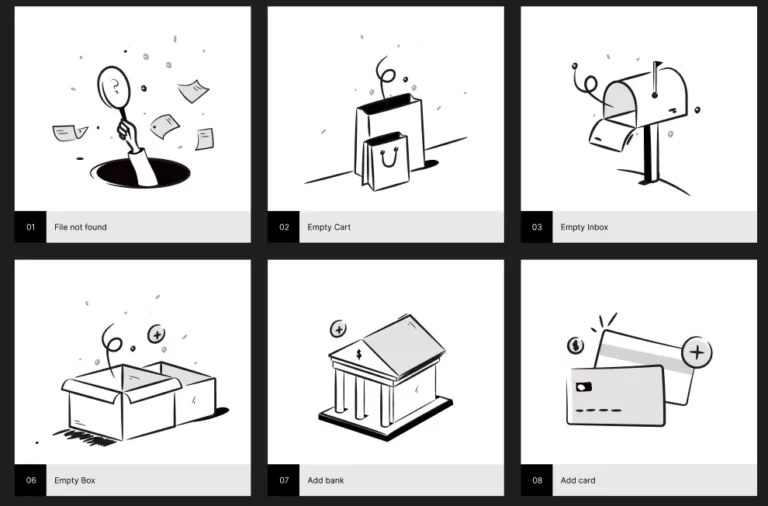 12 Notion Style Empty State Illustrations Figma