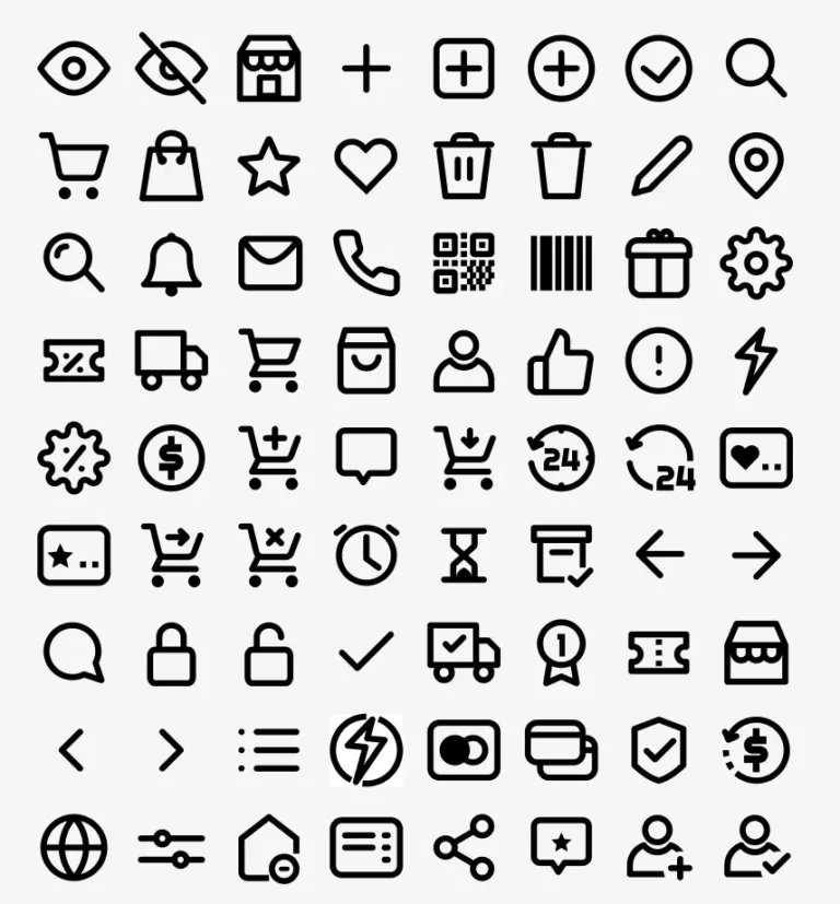 80+ E-commerce Stroke Icons Pack Figma