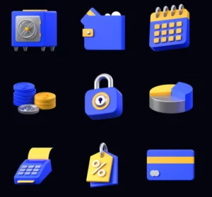 9 Finance 3D Icons Figma